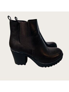Refresh Club-01 Womens Brown Faux Leather Ankle Boots Chunky Heel Size 9